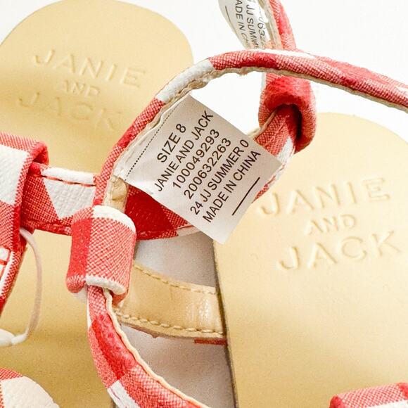 Janie & Jack Red Gingham Flower Sandals, 8T Toddler Girls NWT! - Picture 4 of 7